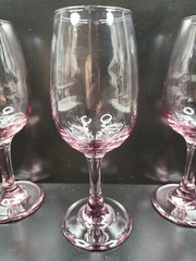 7 Libbey Premiere Pink Water Goblet Set Vintage Elegant Stemware Bar Glasses Lot