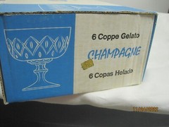 Vintage France VMC Reims 6 clear Champagne Coupe Cocktail Glasses MIB