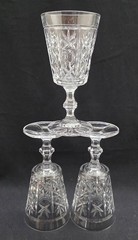 Royal Crystal Rock London Pattern Water Glasses 6-3/4″ Set Of 3 Goblets