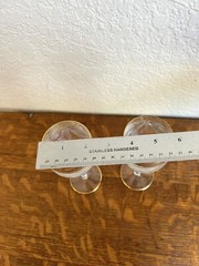 VINTAGE HAND DECORATED SET OF 2 INTERGLASS ITALY CRYSTAL WINE GLASSES GOLD RIM