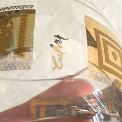 VTG Mid-Century Modern Culver Coronet Roly Poly Cocktail Glasses 22k Gold Aztec