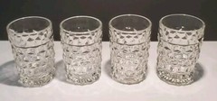 Vtg Fostoria Clear Glass Diamond Pattern 4.25 in. Juice Glass Tumbler Set of 4
