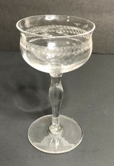 Franciscan Tiffin NEEDLE ETCH Optic Panels Brandy Whisky Glasses 1920s Set of 5