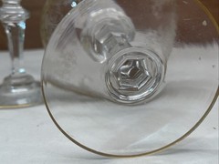 St Louis Crystal – Gold Encrusted Scrolls – Champagne Glass. Pair.