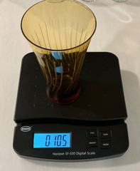 Vintage Amber Flared Etched Glass 6″ Thick Base