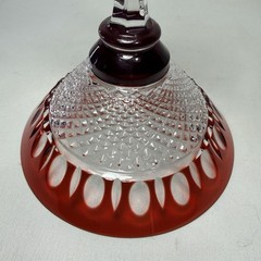 Vtg. Handcrafted Ajka Crystal Red Martini Glass Hungary Cut-to-Clear 24% Pb0