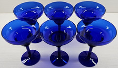 6) Pier 1 Cobalt Blue Margarita Glasses Set Cocktail Drinking Stemware Party Lot