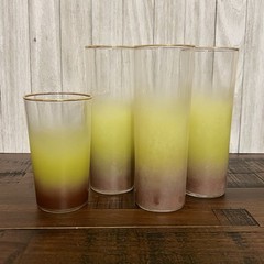 Federal Glass HTF/RARE – Set of 4 Blendo Two-Tone Yellow Brown Cocktail Glasses