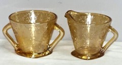 Jeannette FLORAGOLD IRIDESCENT FOOTED CREAMER & SUGAR