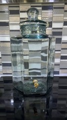 Vintage Green Glass Lemonade Iced Tea Drink Dispenser Brass Spigot Italy 15″