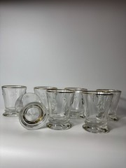 La Rochere Gold Rim Bee Tumblers Set of 7 French Glass 9 Oz Napoleon France