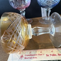 VTG.*Champagne/Sherbet Glasses *cut Diamond Pattern *various Pastel Colors