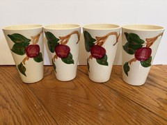 Set of 4 Franciscan Ware Embossed Apple Design 10 oz Tumbler/Glasses 5″Tall