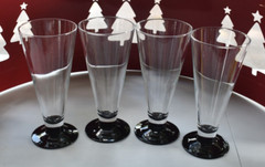 4 ~ Cristal D’Arques France DOMINO SIGNATURE Black Pilsner Glass 8″H VTG 1997