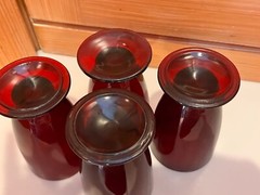 4 Anchor Hocking Royal Ruby Red Glass Footed Iced Tea Tumblers Set Vtg