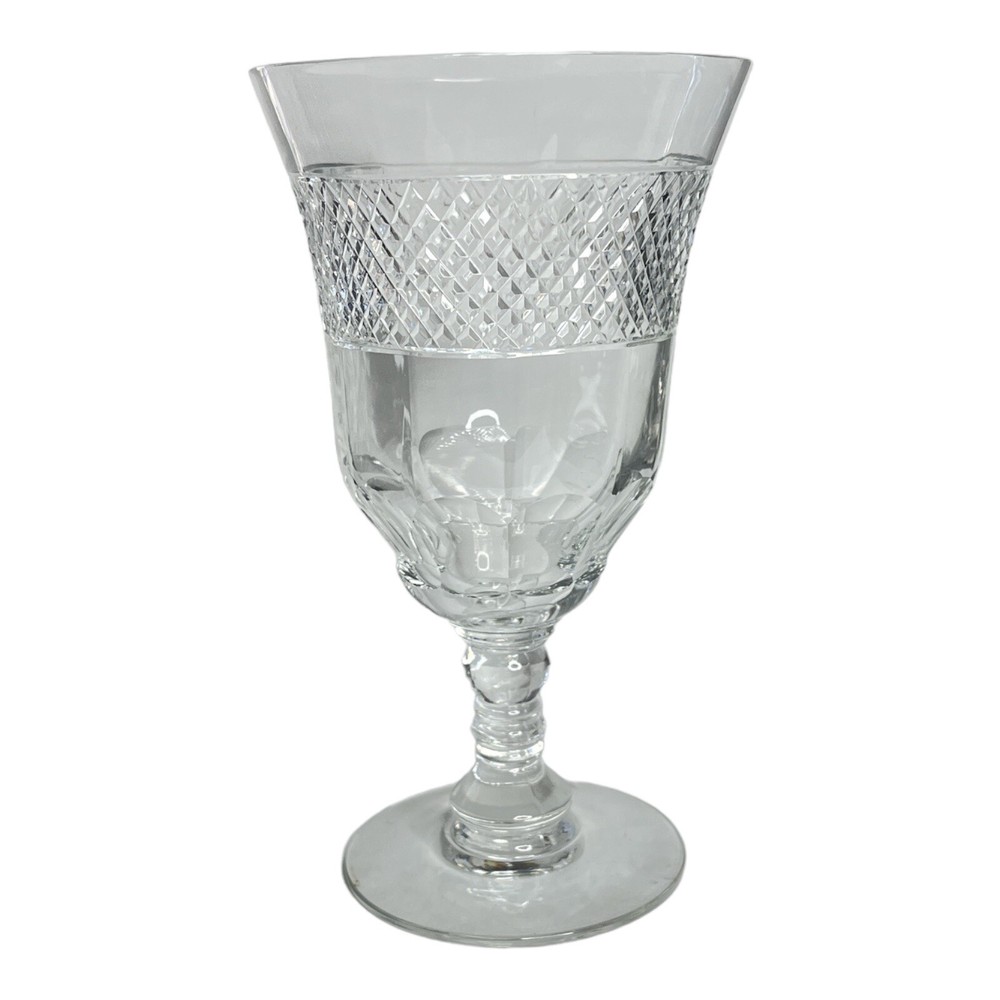 Antique Libbey 2056 ABP Cut Glass Flair RC 0599 Stem Goblet Signed USA 1918-1920