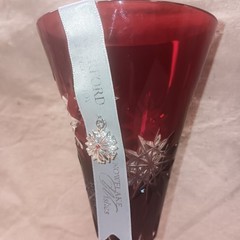 WATERFORD CRYSTAL SNOWFLAKE WISHES «JOY» RUBY CASED FLUTE, 2011 LIMITED ED NIB