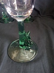 Set Of 4 VTG Cristal D’arques Durand Siesta Clear/Green Margarita Glasses 10oz.