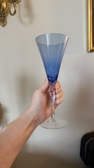 Vintage Cobalt Blue Champagne￼ Glasses, Set of 4, Mid Century Stemware