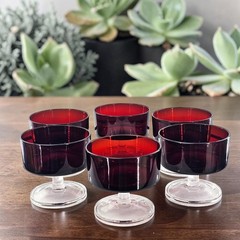 VTG Arcoroc Cristal D’Arques Luminarc Ruby Red Glass Dessert Made in France Set