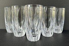 Mikasa Flame D’amore Crystal Highball Glasses 5 3/8” Set of 6 Barrel Shaped