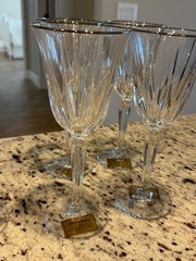 Set of 8 Noritake Vendome Platinum Trim Crystal Stemware – Wine Water glasses
