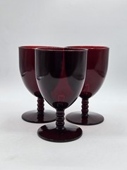 Vintage Anchor Hocking Ruby Red Goblets Set Of 3