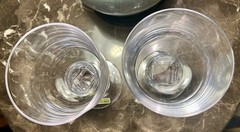 Two DANSK Carla Crystal WATER Glasses JHQ Rare Vintage 1970 – 1 Has Orig Sticker