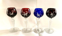 Set Of 4 Vintage Imperlux Cut To Clear Lead Crystal Cordials Germany 5 1/4″ H