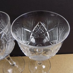 2 Josair Marquise Crystal Water Glasses Goblets 7.2″ Tall VGC
