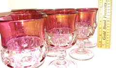 Set/20 Vtg Tiffin-Franciscan King’s Crown Cranberry Flash Water&Cordial Goblets