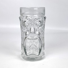 Anchor Hocking Double Sided Screaming Tiki Glass 6.25″ Clear Molded 16 fl. oz.
