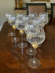 UNION STREET GLASS MANHATTAN GOLD Bordeaux Wine Glass Goblet Signed 11 AVAILABLE