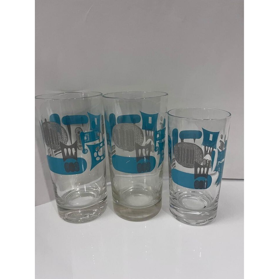 Vintage barware Blue Heaven drinking glasses Set of 3