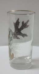 Libbey High Ball Glasses – Golden Oak Leaves with Gold Rim – Set of 2