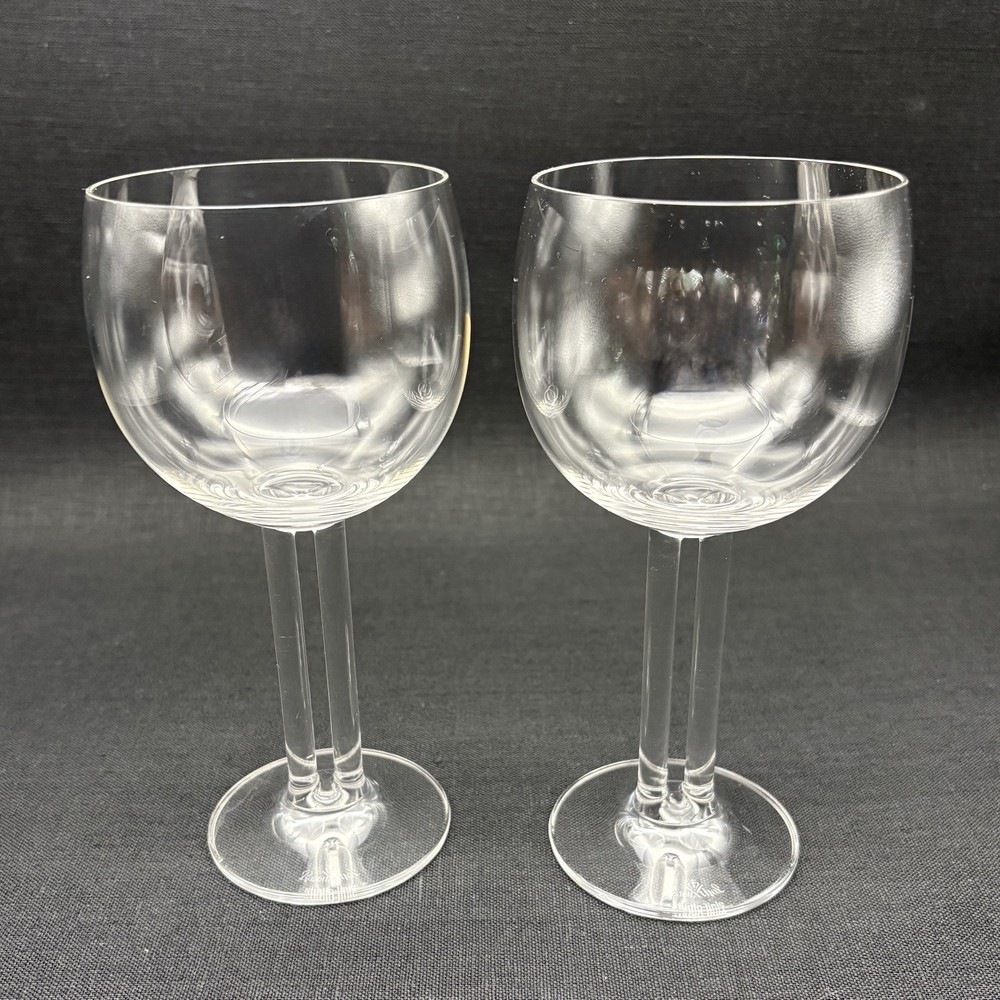Rare Set of 2 Rosenthal Studio Line Cupola Double Stem 7″ Crystal Wine Glasses