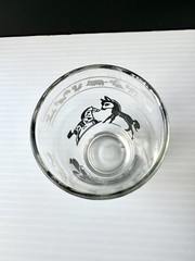Vtg Kraft Foods “Swanky Swigs” Juice Glass Black Animal Toys Graphics 3.75” MCM