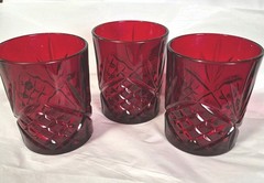 Godinger Old Fashioned Glasses Set of 3 Dublin Collection Ruby Red Crystal