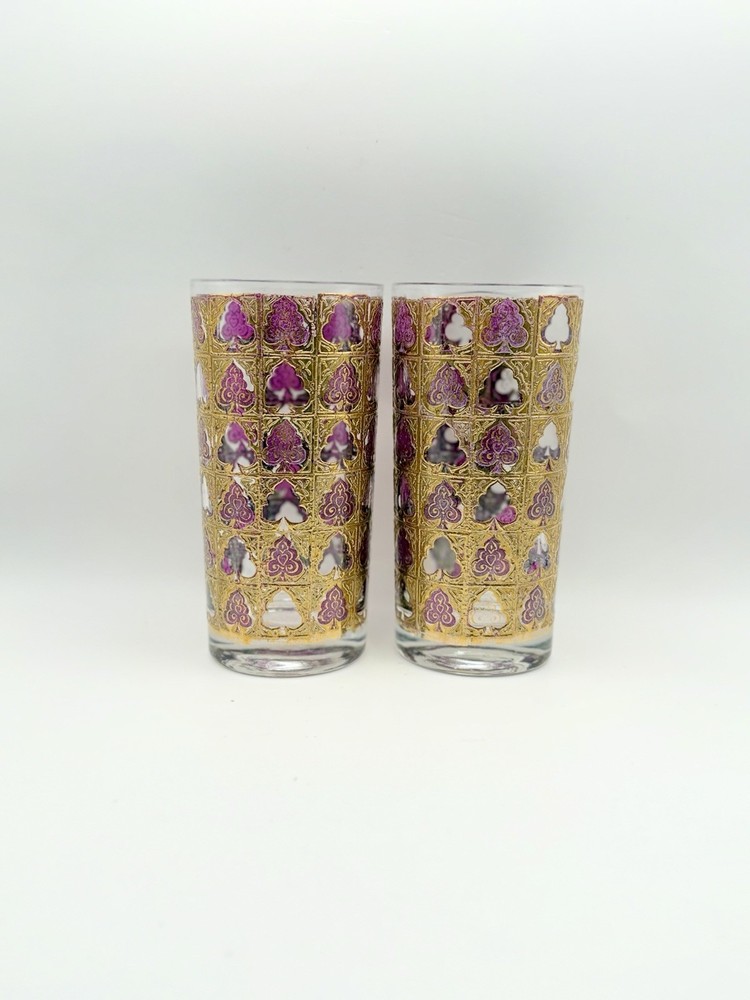 Vintage Culver Canella 22K Gold Highball Glasses Set of 2 MCM Barware 1960’s