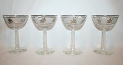 Libbey Silver Leaf Frosted Sherbet Champagne 5 1/2″ Glasses Stems – Set of 4