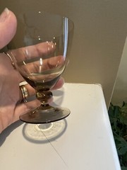 Orrefors Simon Gate Amber Smoke Wine Glasses Or Fruit Cocktail 3-1/2” Vtg MCM