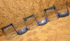 6 Anchor Hocking Glass REFLECTIONS 10 panel blue Lowball On-The-Rocks 10oz.