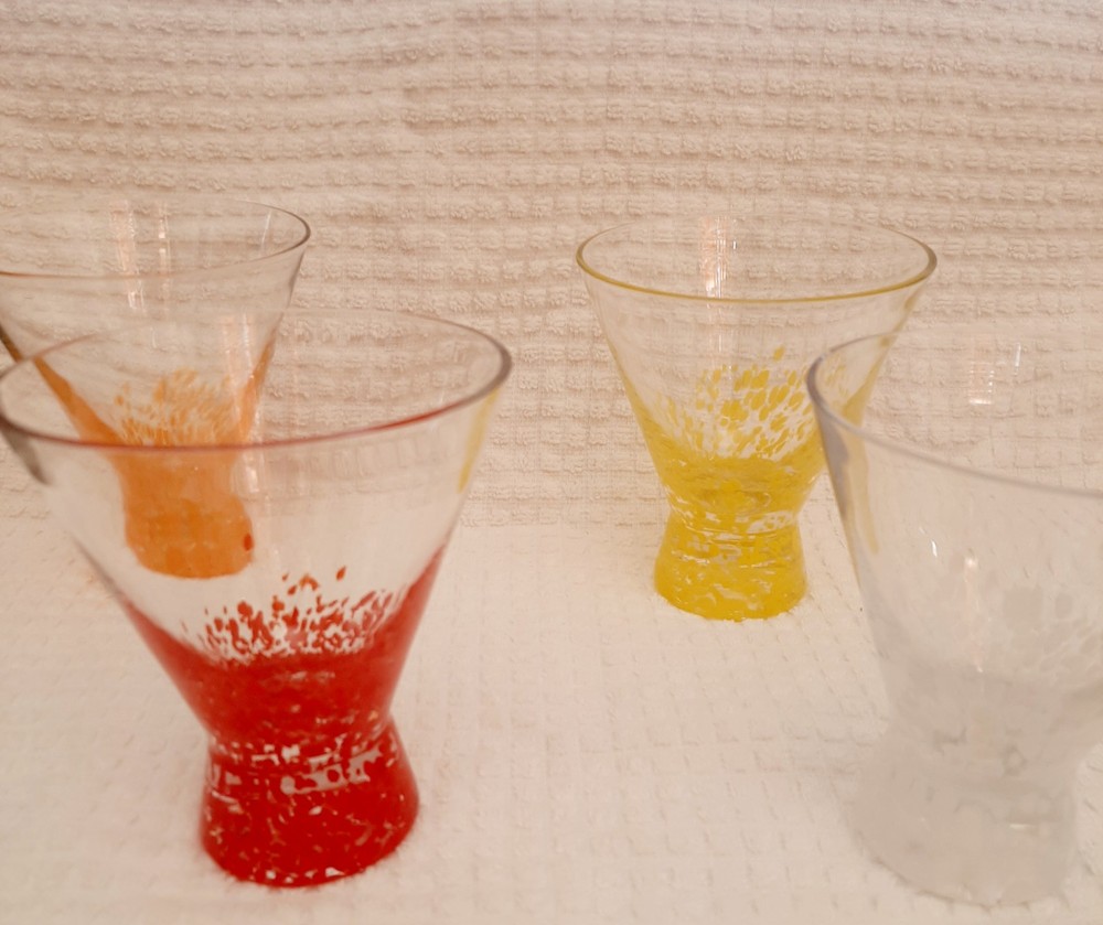 DANSK VIVACIOUS Spectra Cocktail Barware Weighted Bottom Martini Glasses Set 4