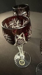 VInatge Set of 4 Ruby Red Cut to Clear Hungarian Wine Goblets