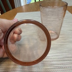 Set Of 3 Vintage Pink Depression Glass Hazel Atlas Tumblers Juice Glasses