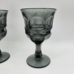 Vintage Fostoria Argus Goblets Wine Glasses Set of 4 Smoke Gray