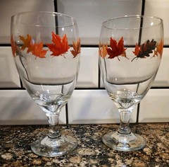 Libbey Fall Leaves Goblet Set 7″ Tall 16oz Free Shipping