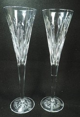 PAIR WATERFORD CRYSTAL TIMES SQUARE 100 YEARS CHAMPAGNE FLUTES 2008 mwob