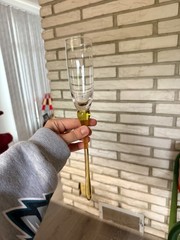 Set of 7 Vintage Bohemian Hand-blown Champagne Flutes