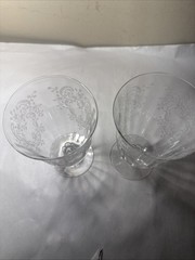 Set of (2) Fostoria Meadow Rose Clear Etched 12 oz. Wine / Water Glasses 5 7/8″»
